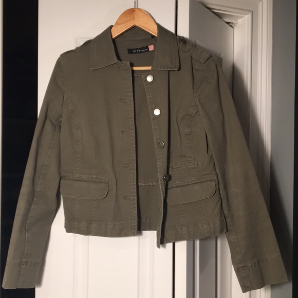 Army Green Jean Jacket - Picture 1 of 4